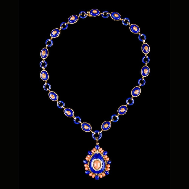 Goccia di Mare, Hard stone and diamond necklace